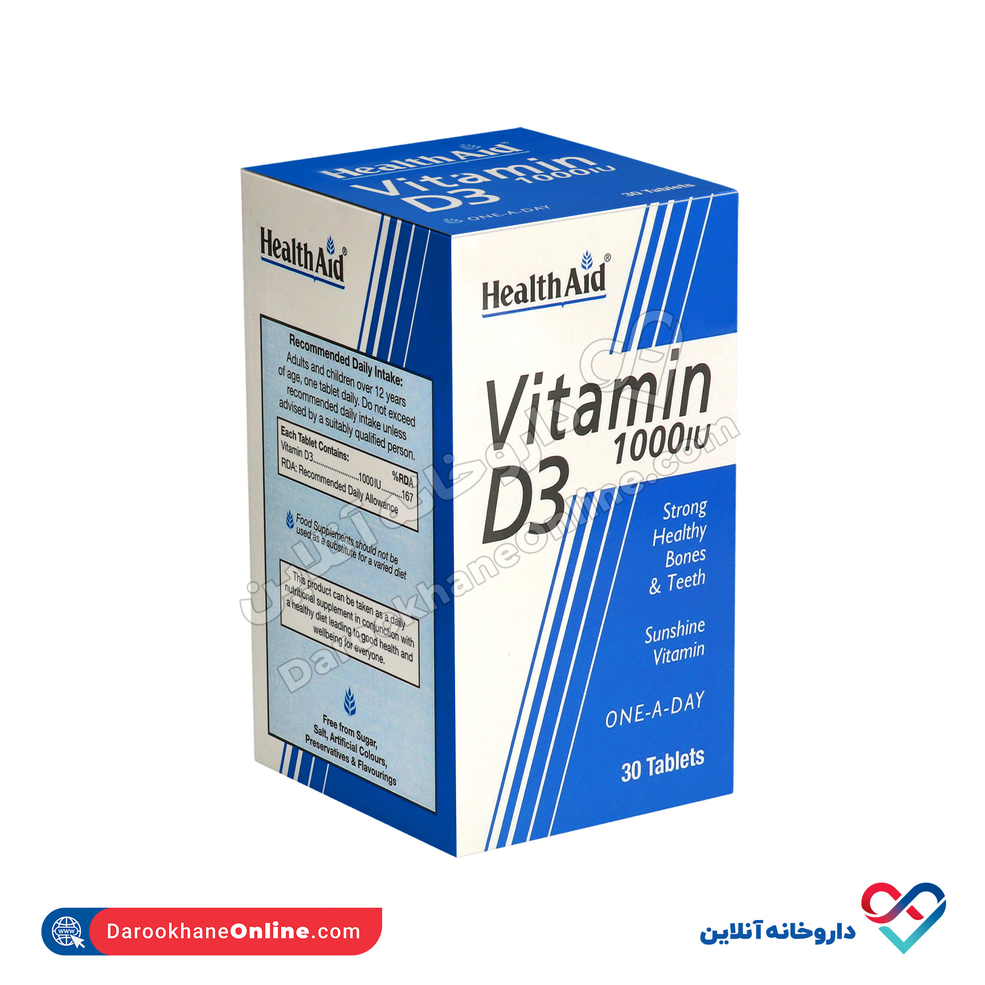 vitamin-d3-1000iu-2.jpg قرص ویتامین د3 1000 هلث اید 30 عددی - Image 1